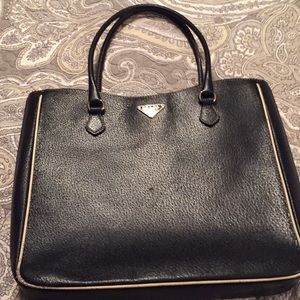 Prada Milano, black, pebble leather tote